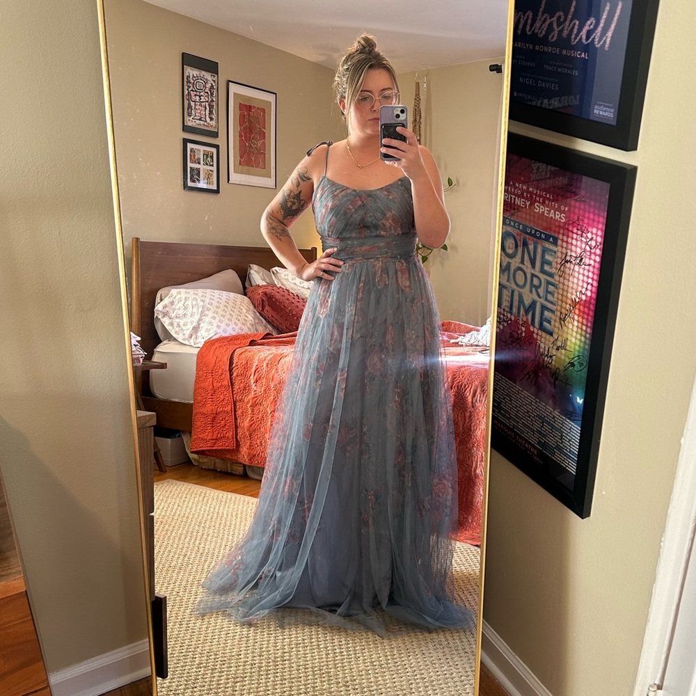 Marchesa Notte Floral Gauzy Dress